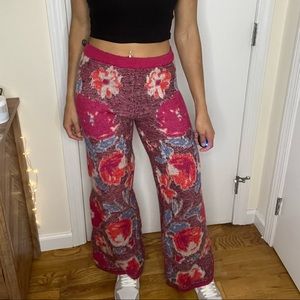 Zara floral knit pink pants